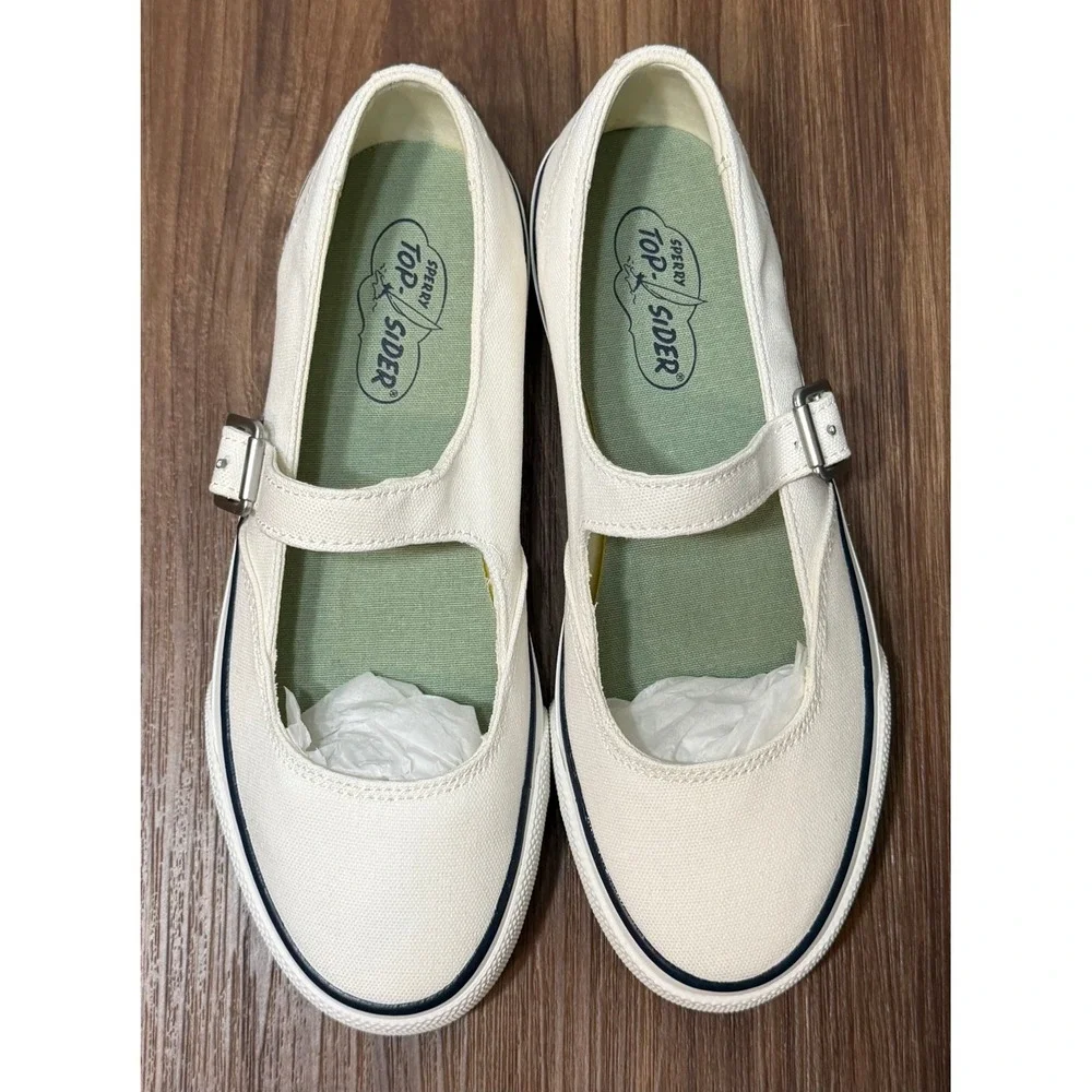 Sperry Top-Sider MJ Classic CVO White Canvas Mary Jane Shoes Womens Sz 7